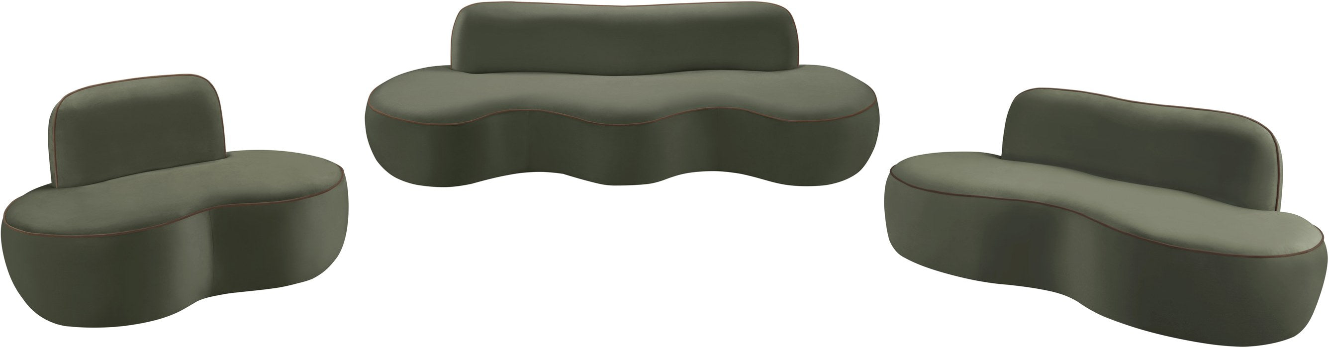 Meridian Furniture - Swerve 77" Green Velvet Upholstered Loveseat - 44021Green-L - GreatFurnitureDeal
