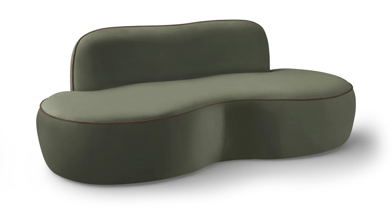 Meridian Furniture - Swerve 77" Green Velvet Upholstered Loveseat - 44021Green-L - GreatFurnitureDeal