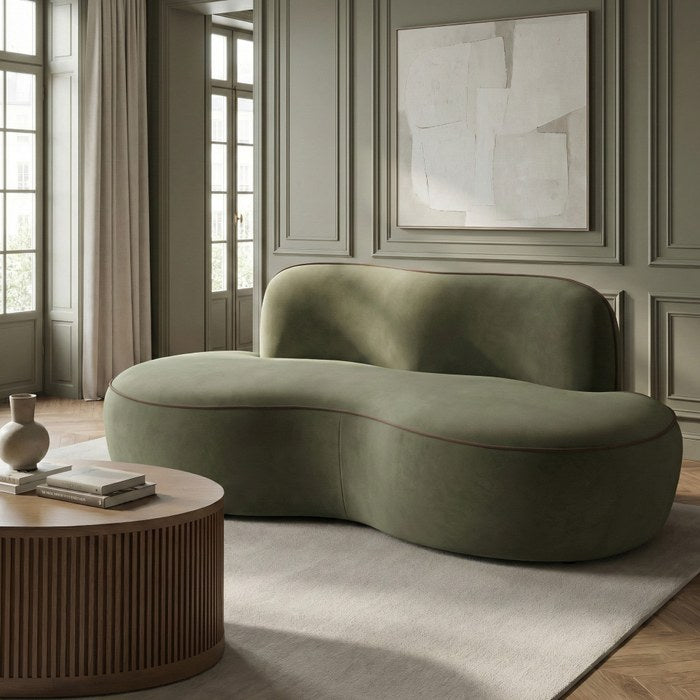 Meridian Furniture - Swerve 77" Green Velvet Upholstered Loveseat - 44021Green-L - GreatFurnitureDeal