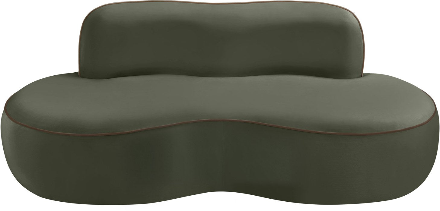 Meridian Furniture - Swerve 77" Green Velvet Upholstered Loveseat - 44021Green-L - GreatFurnitureDeal