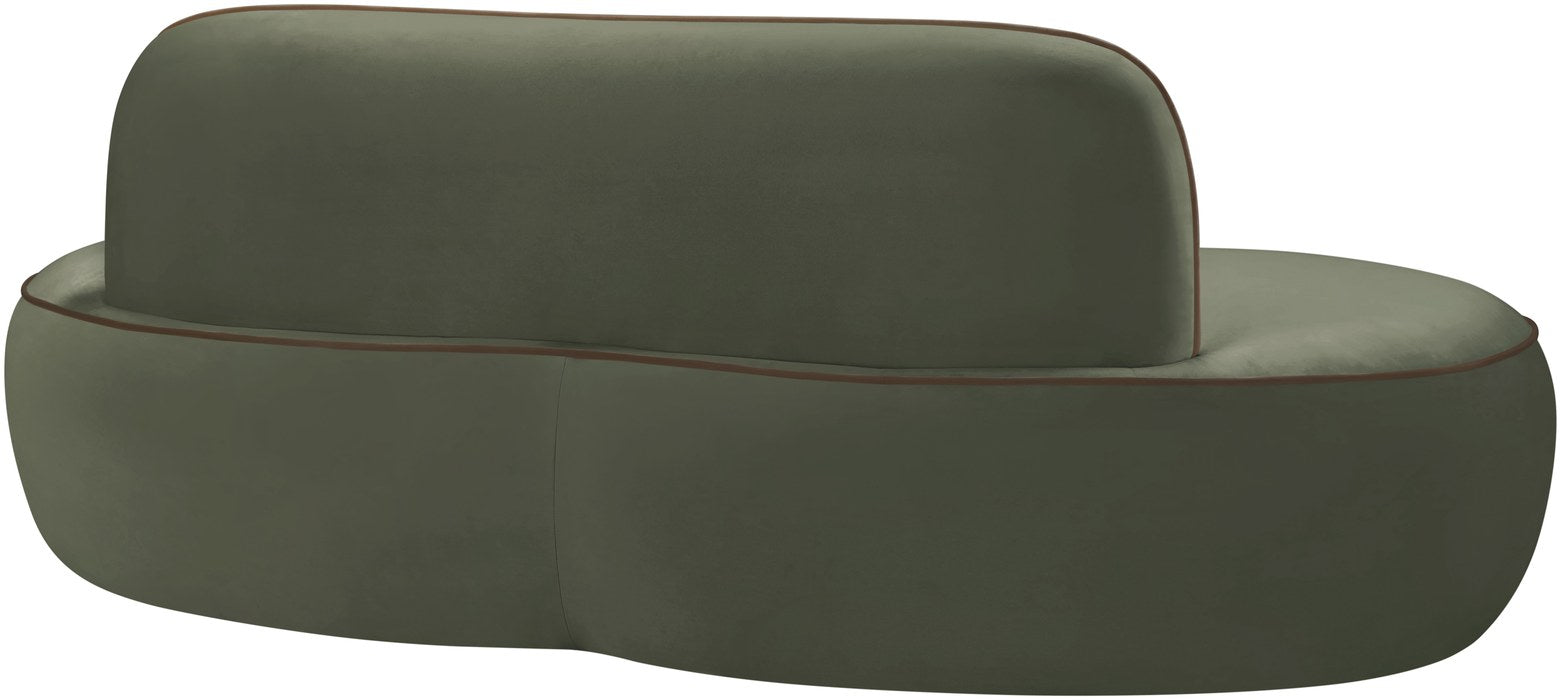 Meridian Furniture - Swerve 77" Green Velvet Upholstered Loveseat - 44021Green-L - GreatFurnitureDeal