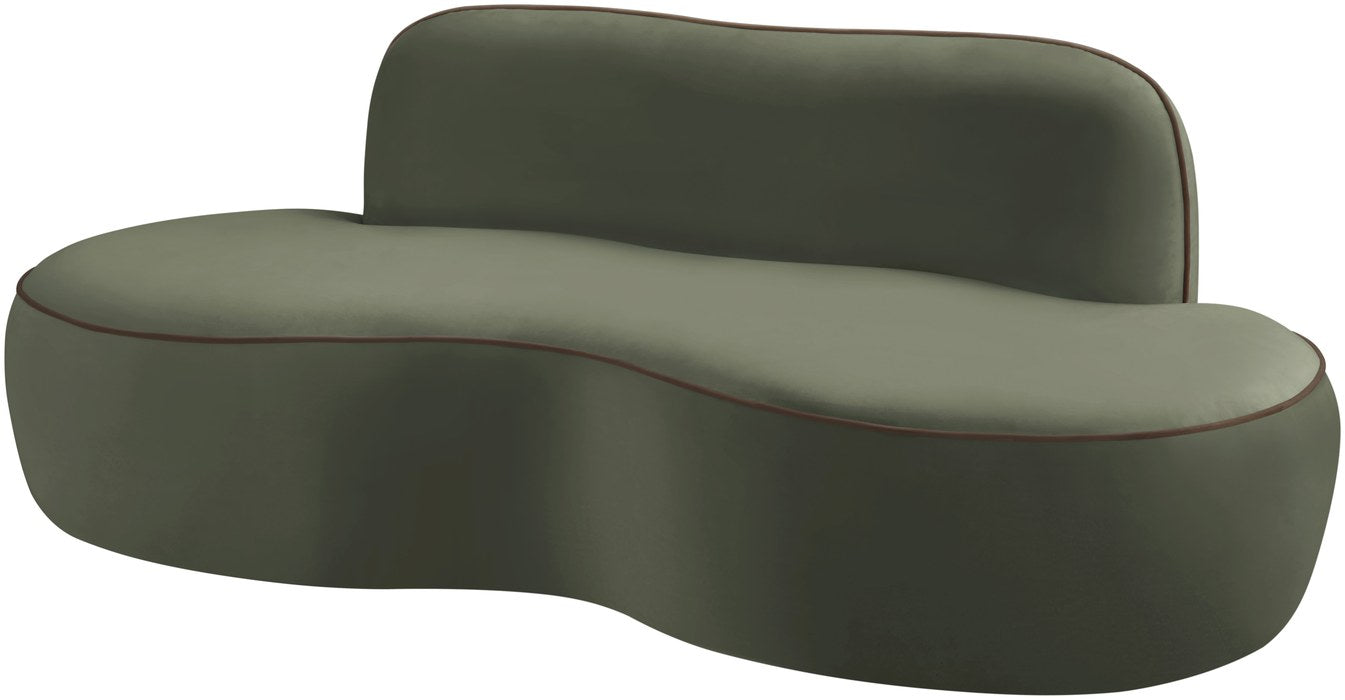 Meridian Furniture - Swerve 77" Green Velvet Upholstered Loveseat - 44021Green-L - GreatFurnitureDeal