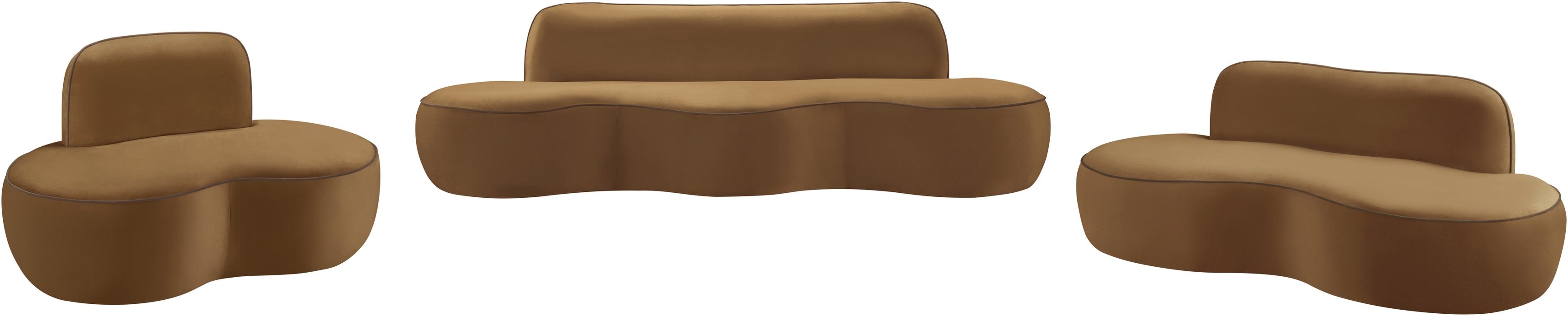 Meridian Furniture - Swerve 77" Saddle Velvet Upholstered Loveseat - 44021Saddle-L - GreatFurnitureDeal