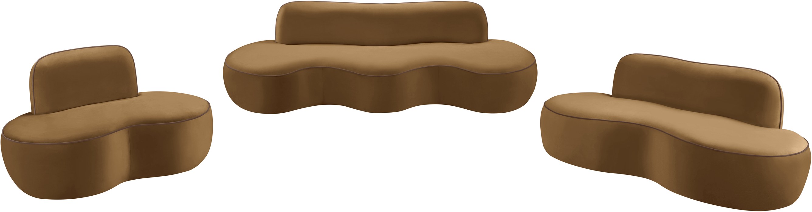 Meridian Furniture - Swerve 77" Saddle Velvet Upholstered Loveseat - 44021Saddle-L - GreatFurnitureDeal