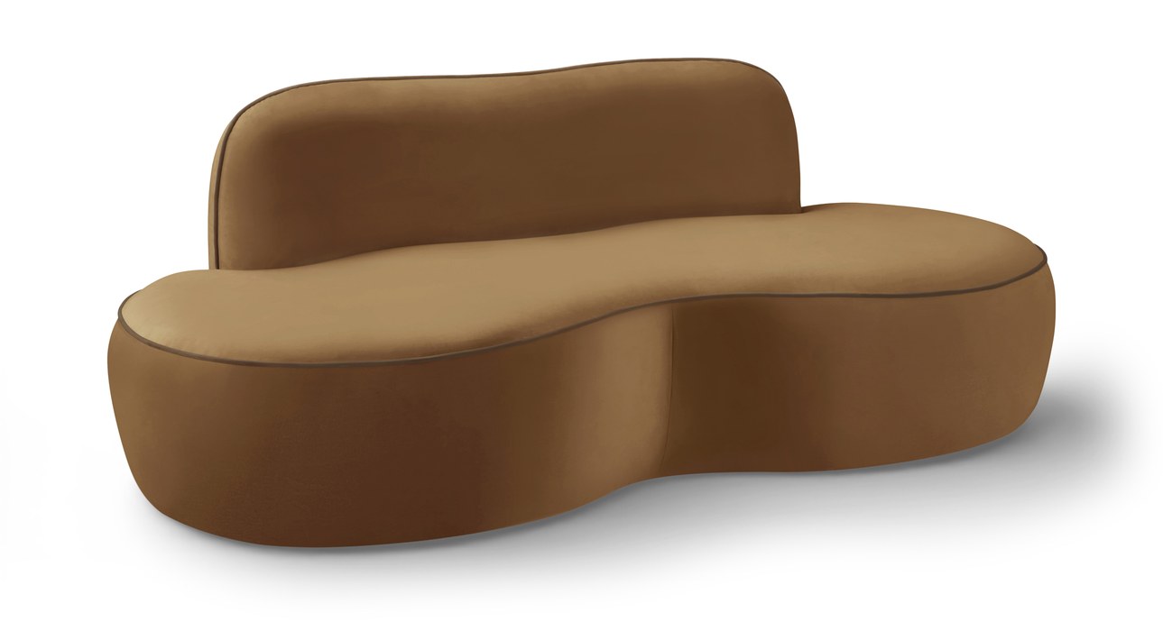 Meridian Furniture - Swerve 77" Saddle Velvet Upholstered Loveseat - 44021Saddle-L - GreatFurnitureDeal