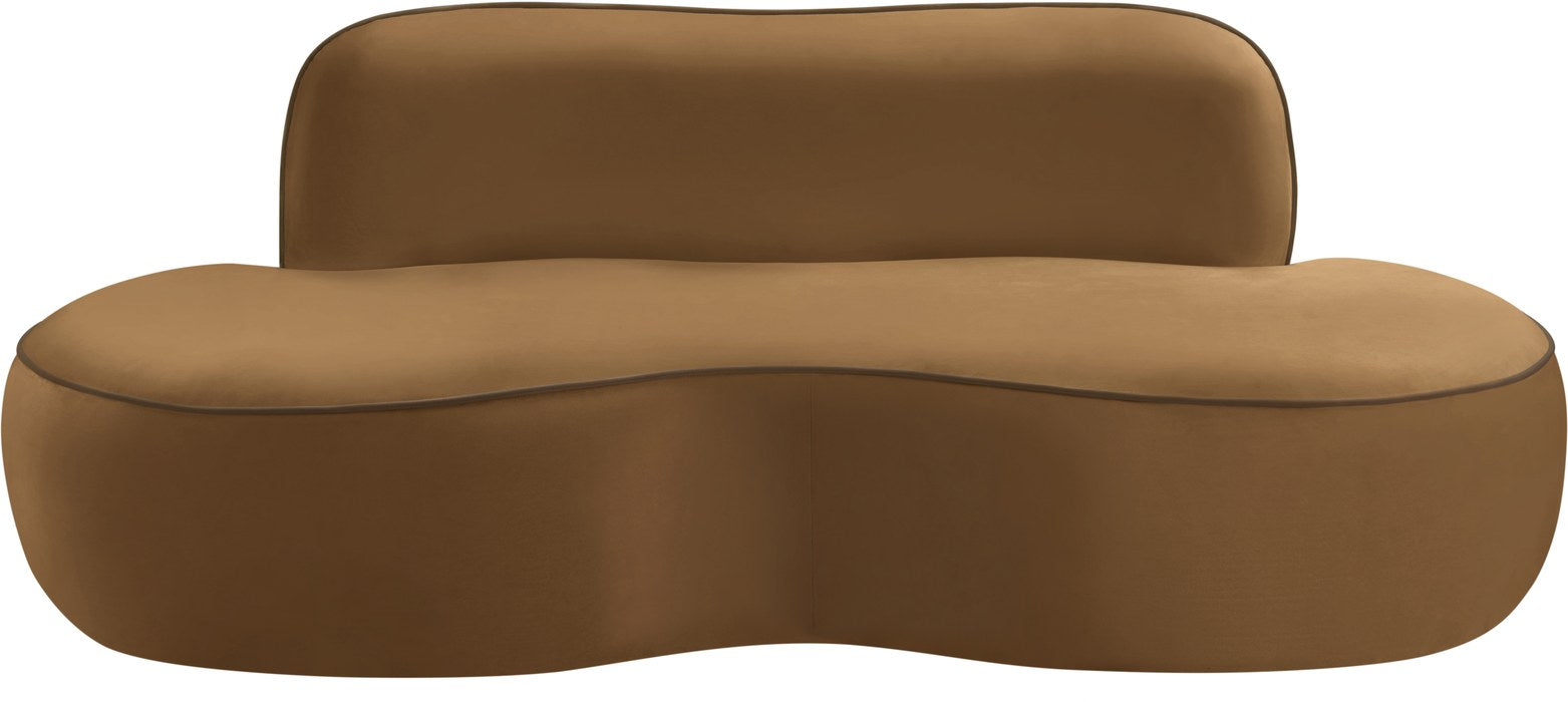 Meridian Furniture - Swerve 77" Saddle Velvet Upholstered Loveseat - 44021Saddle-L - GreatFurnitureDeal