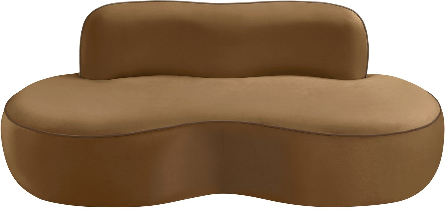 Meridian Furniture - Swerve 77" Saddle Velvet Upholstered Loveseat - 44021Saddle-L - GreatFurnitureDeal