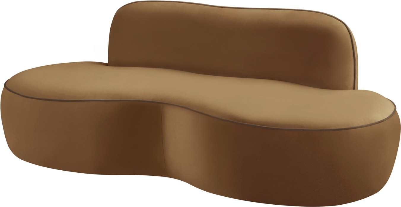 Meridian Furniture - Swerve 77" Saddle Velvet Upholstered Loveseat - 44021Saddle-L - GreatFurnitureDeal
