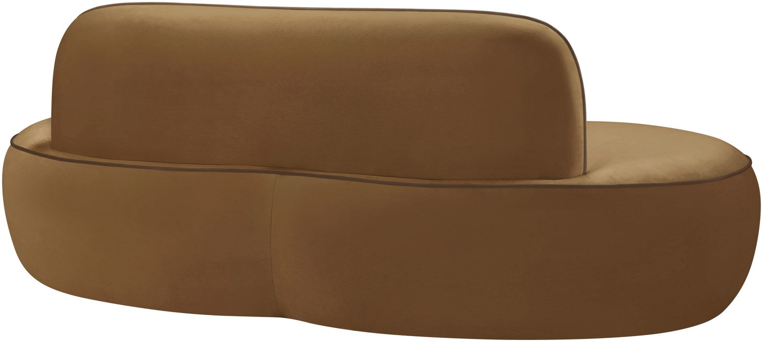 Meridian Furniture - Swerve 77" Saddle Velvet Upholstered Loveseat - 44021Saddle-L - GreatFurnitureDeal
