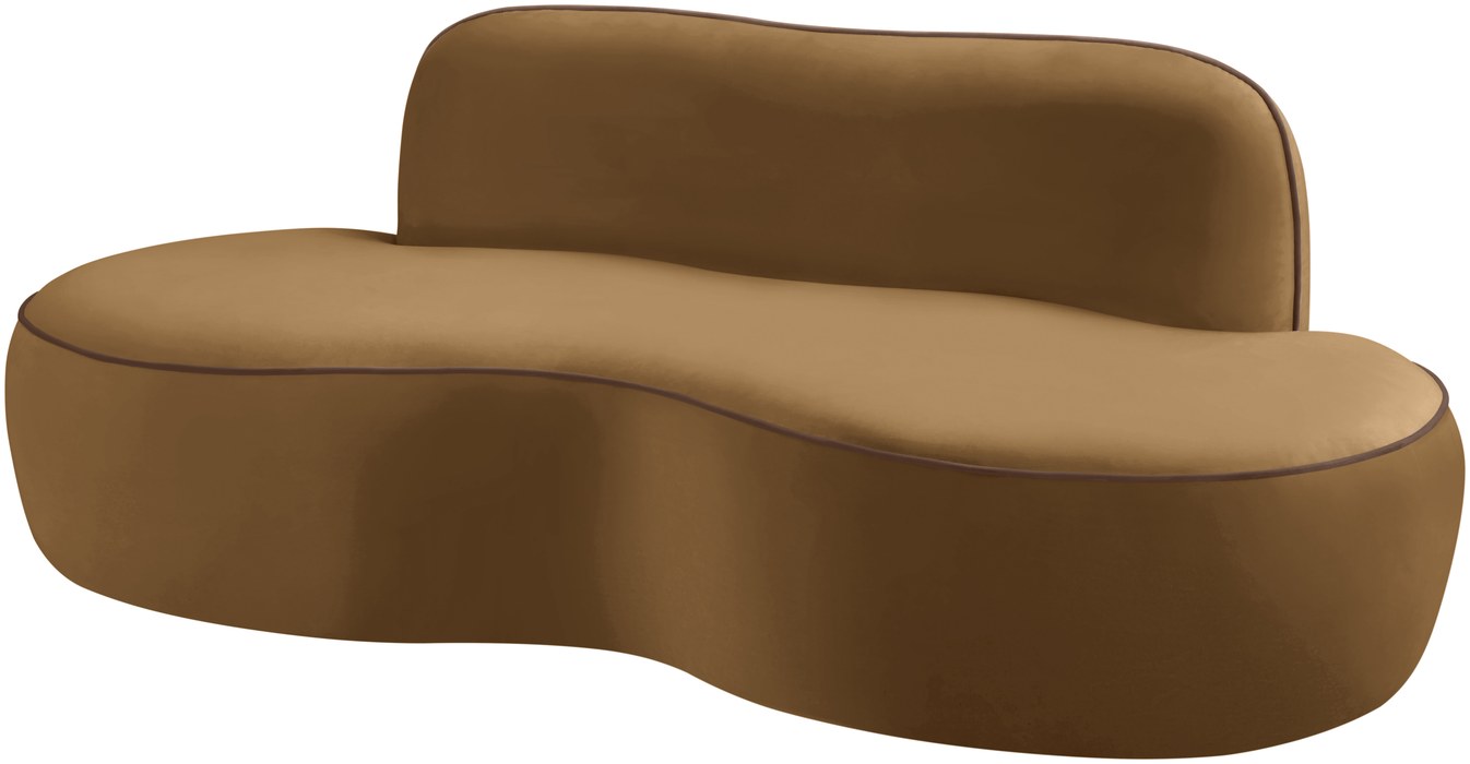 Meridian Furniture - Swerve 77" Saddle Velvet Upholstered Loveseat - 44021Saddle-L - GreatFurnitureDeal