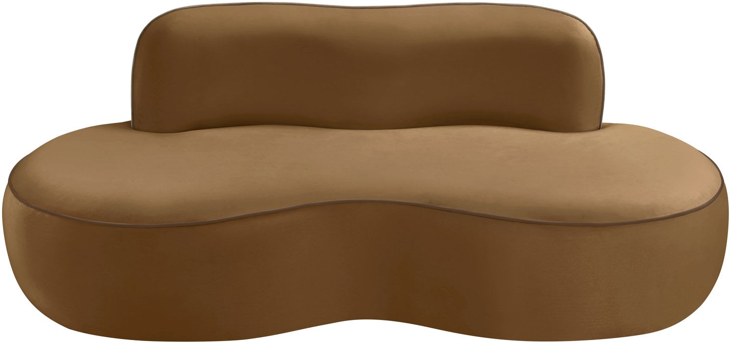 Meridian Furniture - Swerve 77" Saddle Velvet Upholstered Loveseat - 44021Saddle-L - GreatFurnitureDeal