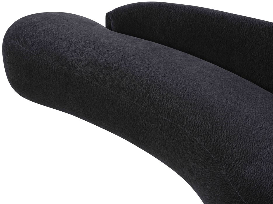 Meridian Furniture - Caspian 101" Black Chenille Fabric Upholstered Sofa - 44033Black-S - GreatFurnitureDeal