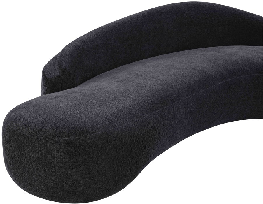 Meridian Furniture - Caspian 101" Black Chenille Fabric Upholstered Sofa - 44033Black-S - GreatFurnitureDeal