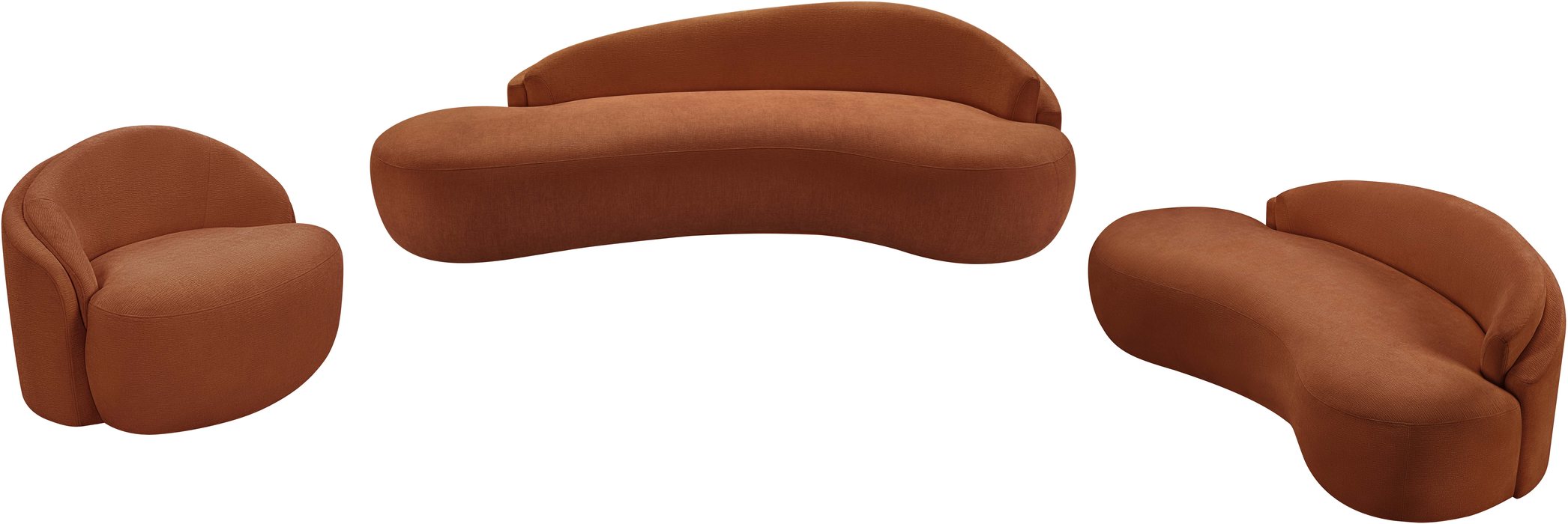 Meridian Furniture - Caspian 101" Cognac Chenille Fabric Upholstered Sofa - 44033Cognac-S - GreatFurnitureDeal