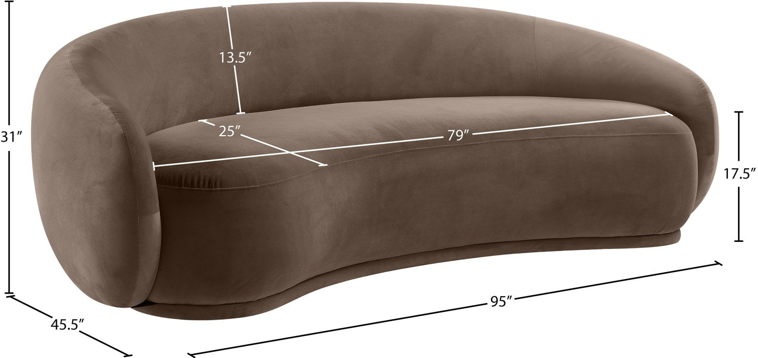 Meridian Furniture - Emery 93" Brown Velvet Upholstered Sofa - 44044Brown-S - GreatFurnitureDeal