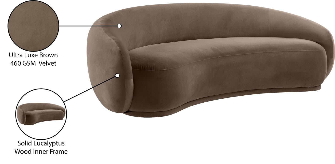 Meridian Furniture - Emery 93" Brown Velvet Upholstered Sofa - 44044Brown-S - GreatFurnitureDeal
