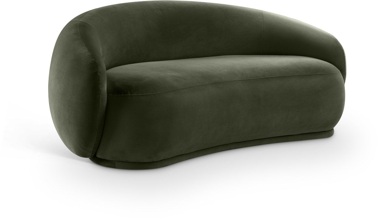 Meridian Furniture - Emery 77" Green Velvet Upholstered Loveseat - 44044Green-L - GreatFurnitureDeal
