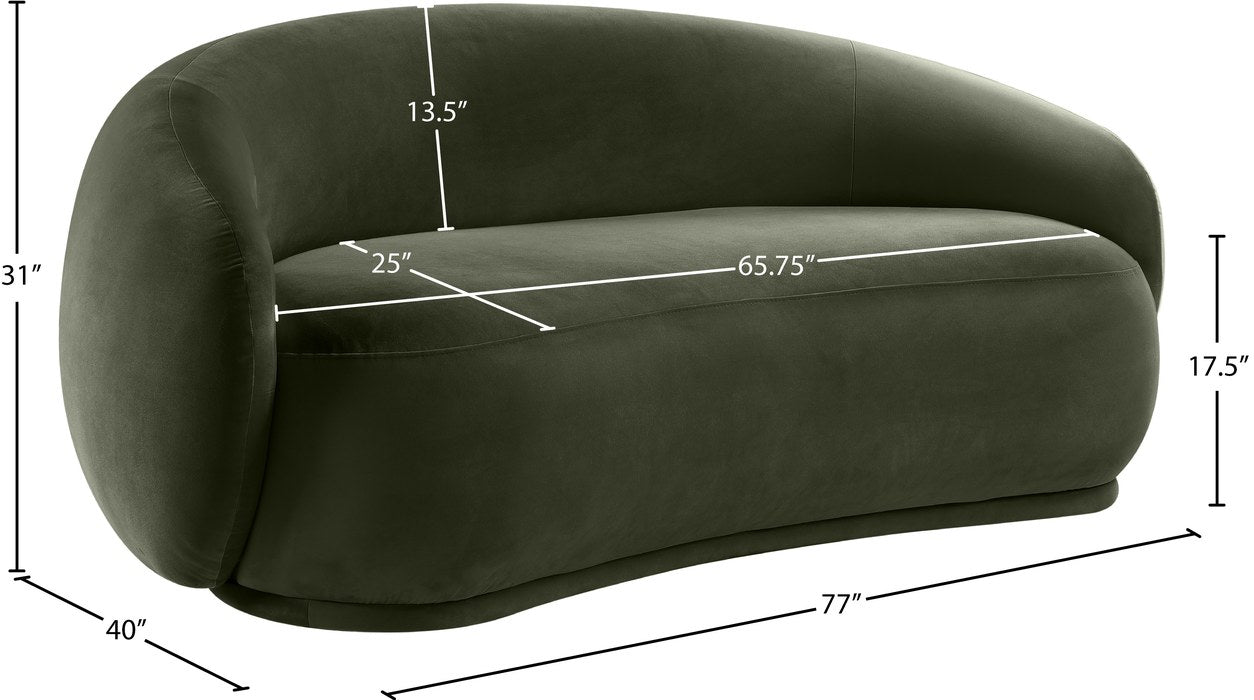 Meridian Furniture - Emery 77" Green Velvet Upholstered Loveseat - 44044Green-L - GreatFurnitureDeal