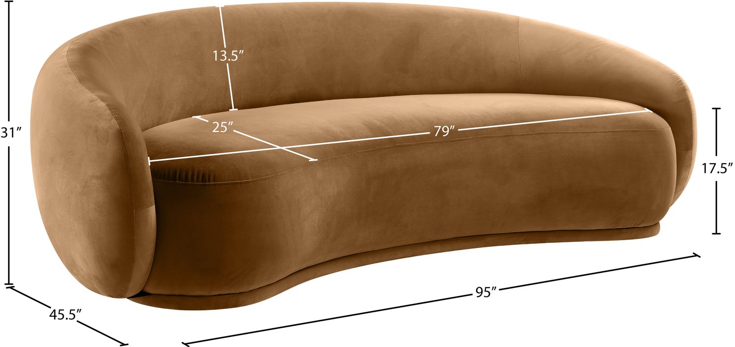 Meridian Furniture - Emery 93" Saddle Velvet Upholstered Sofa - 44044Saddle-S - GreatFurnitureDeal