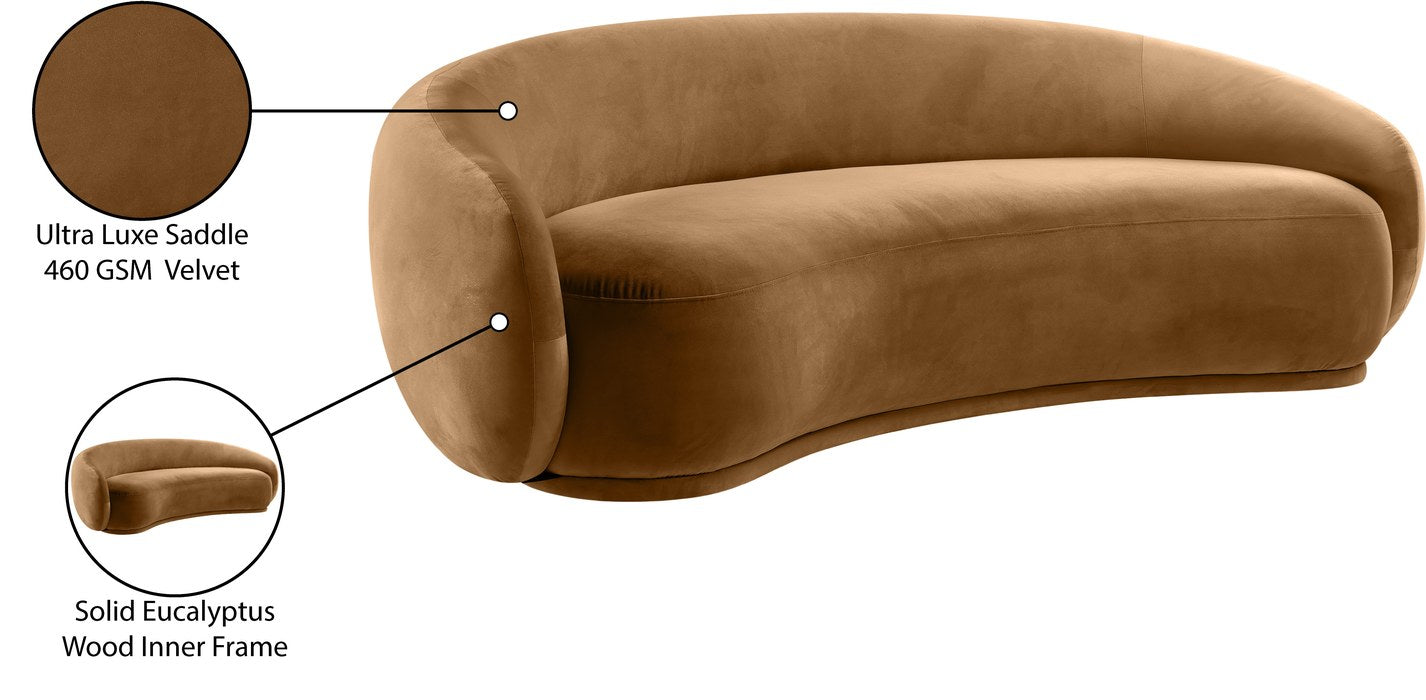 Meridian Furniture - Emery 93" Saddle Velvet Upholstered Sofa - 44044Saddle-S - GreatFurnitureDeal