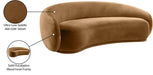 Meridian Furniture - Emery 93" Saddle Velvet Upholstered Sofa - 44044Saddle-S - GreatFurnitureDeal