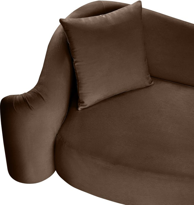 Meridian Furniture - Destin 70" Brown Velvet Upholstered Loveseat - 44052Brown-L - GreatFurnitureDeal