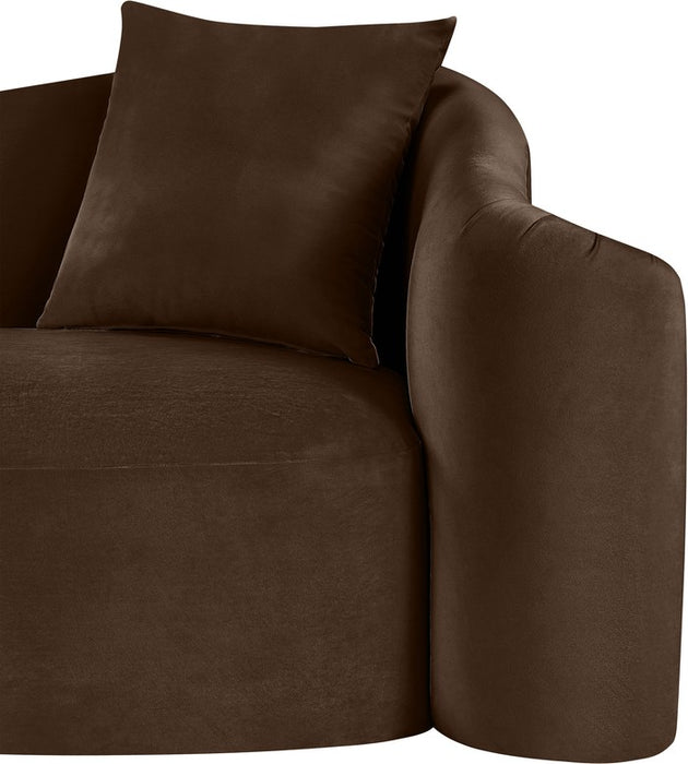 Meridian Furniture - Destin 70" Brown Velvet Upholstered Loveseat - 44052Brown-L - GreatFurnitureDeal