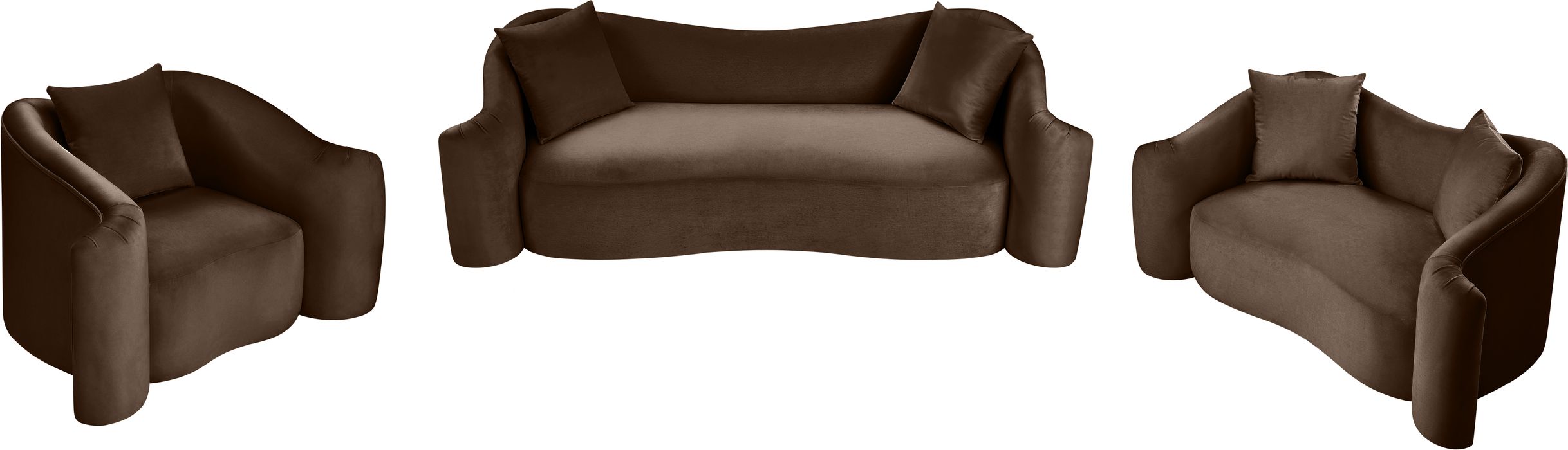 Meridian Furniture - Destin 70" Brown Velvet Upholstered Loveseat - 44052Brown-L - GreatFurnitureDeal