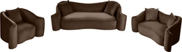Meridian Furniture - Destin 70" Brown Velvet Upholstered Loveseat - 44052Brown-L - GreatFurnitureDeal