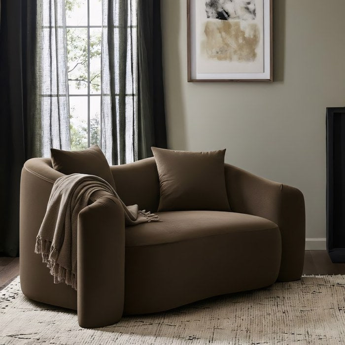 Meridian Furniture - Destin 70" Brown Velvet Upholstered Loveseat - 44052Brown-L - GreatFurnitureDeal