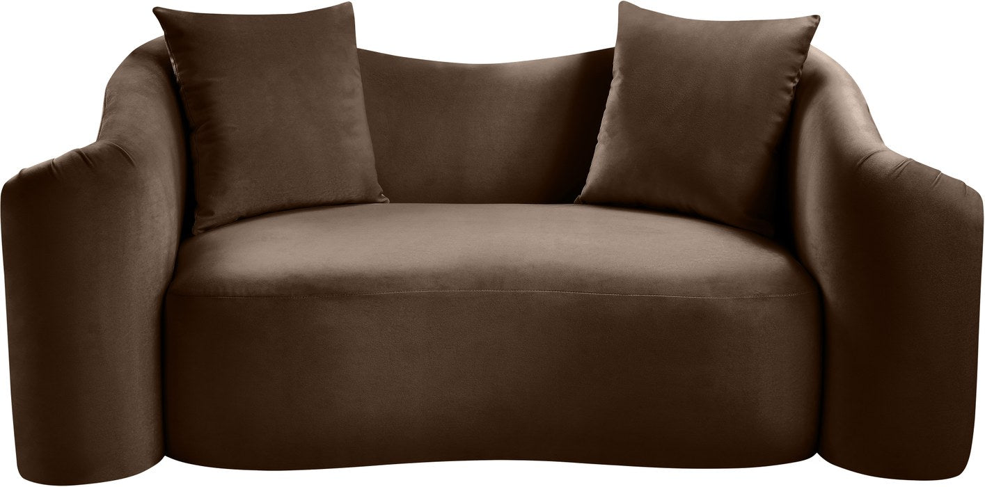 Meridian Furniture - Destin 70" Brown Velvet Upholstered Loveseat - 44052Brown-L - GreatFurnitureDeal