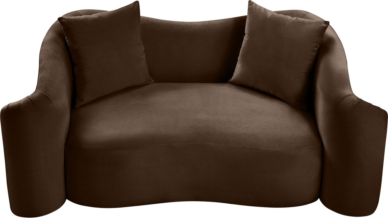Meridian Furniture - Destin 70" Brown Velvet Upholstered Loveseat - 44052Brown-L - GreatFurnitureDeal