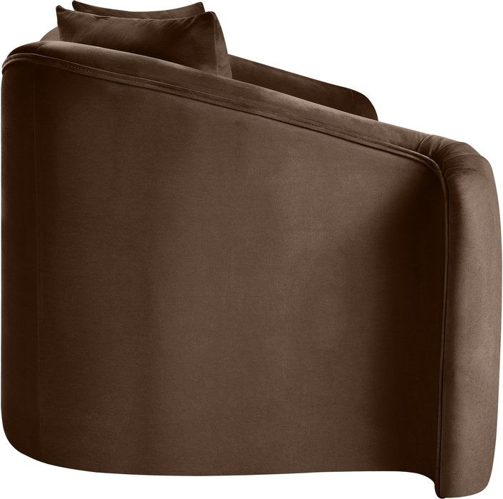 Meridian Furniture - Destin 70" Brown Velvet Upholstered Loveseat - 44052Brown-L - GreatFurnitureDeal