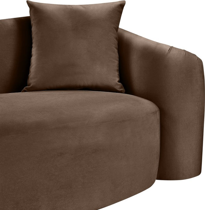 Meridian Furniture - Destin 70" Brown Velvet Upholstered Loveseat - 44052Brown-L - GreatFurnitureDeal