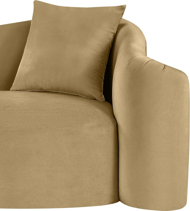 Meridian Furniture - Destin 70" Camel Velvet Upholstered Loveseat - 44052Camel-L - GreatFurnitureDeal