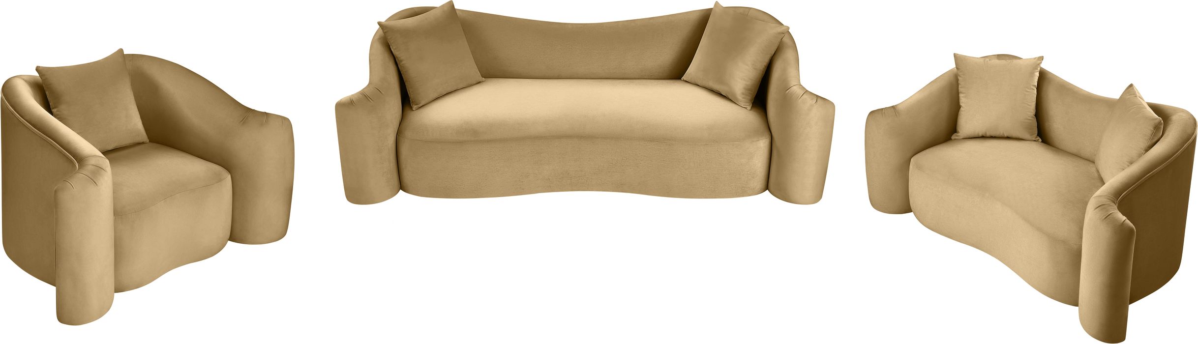 Meridian Furniture - Destin 70" Camel Velvet Upholstered Loveseat - 44052Camel-L - GreatFurnitureDeal