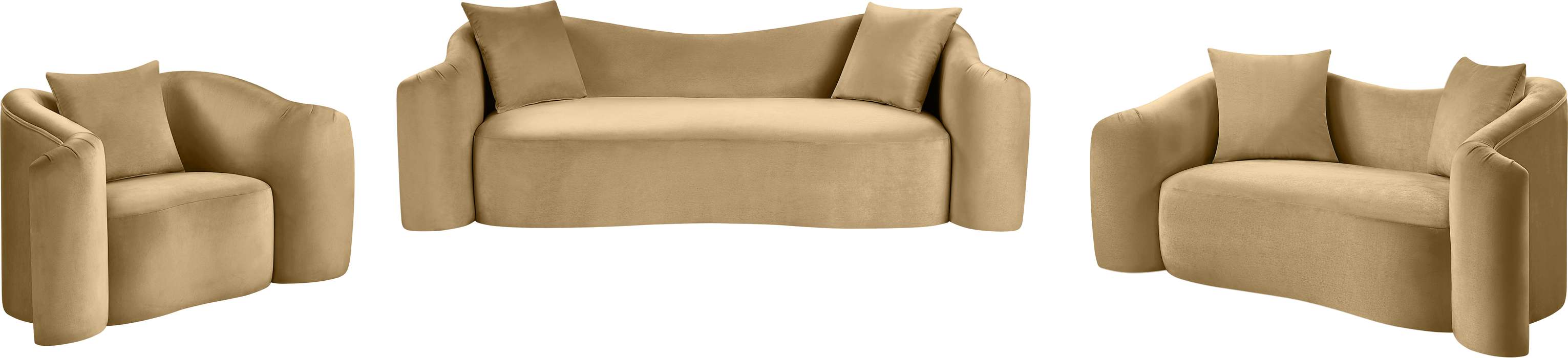 Meridian Furniture - Destin 70" Camel Velvet Upholstered Loveseat - 44052Camel-L - GreatFurnitureDeal