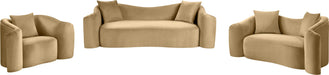 Meridian Furniture - Destin 70" Camel Velvet Upholstered Loveseat - 44052Camel-L - GreatFurnitureDeal