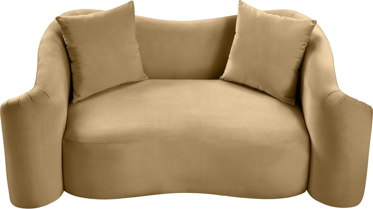 Meridian Furniture - Destin 70" Camel Velvet Upholstered Loveseat - 44052Camel-L - GreatFurnitureDeal