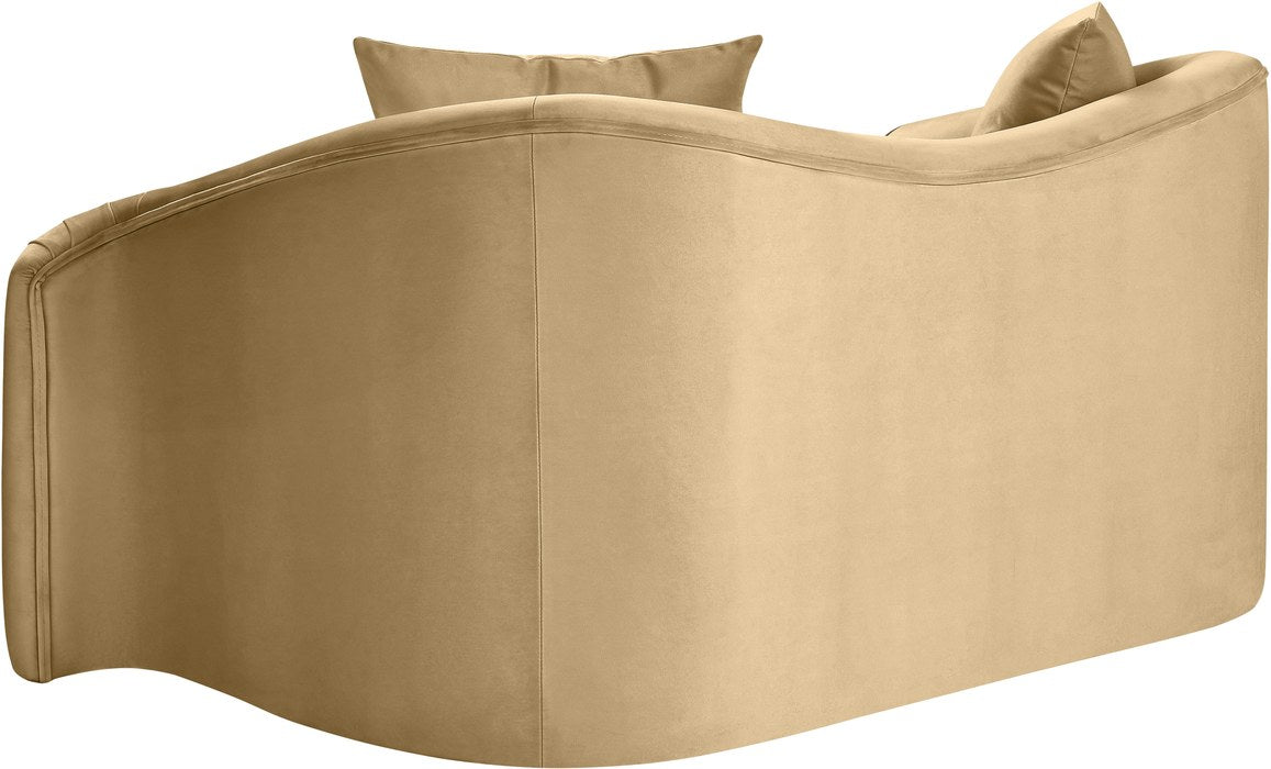 Meridian Furniture - Destin 70" Camel Velvet Upholstered Loveseat - 44052Camel-L - GreatFurnitureDeal
