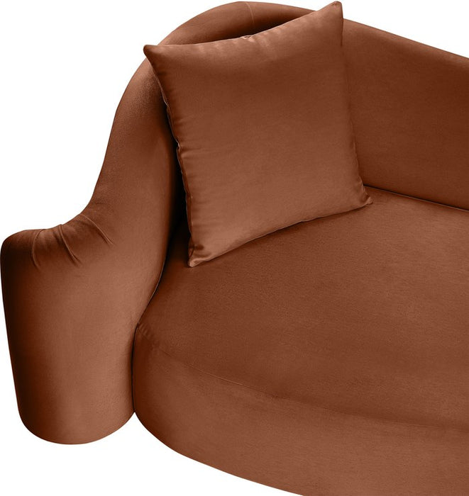 Meridian Furniture - Destin 70" Cognac Velvet Upholstered Loveseat - 44052Cognac-L - GreatFurnitureDeal