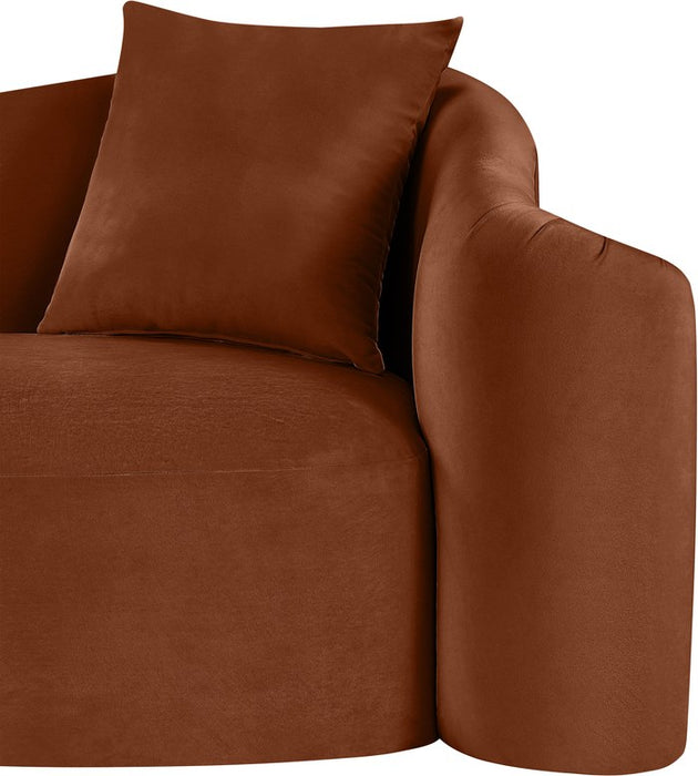 Meridian Furniture - Destin 70" Cognac Velvet Upholstered Loveseat - 44052Cognac-L - GreatFurnitureDeal