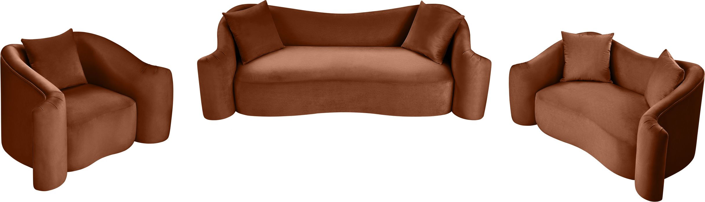 Meridian Furniture - Destin 70" Cognac Velvet Upholstered Loveseat - 44052Cognac-L - GreatFurnitureDeal