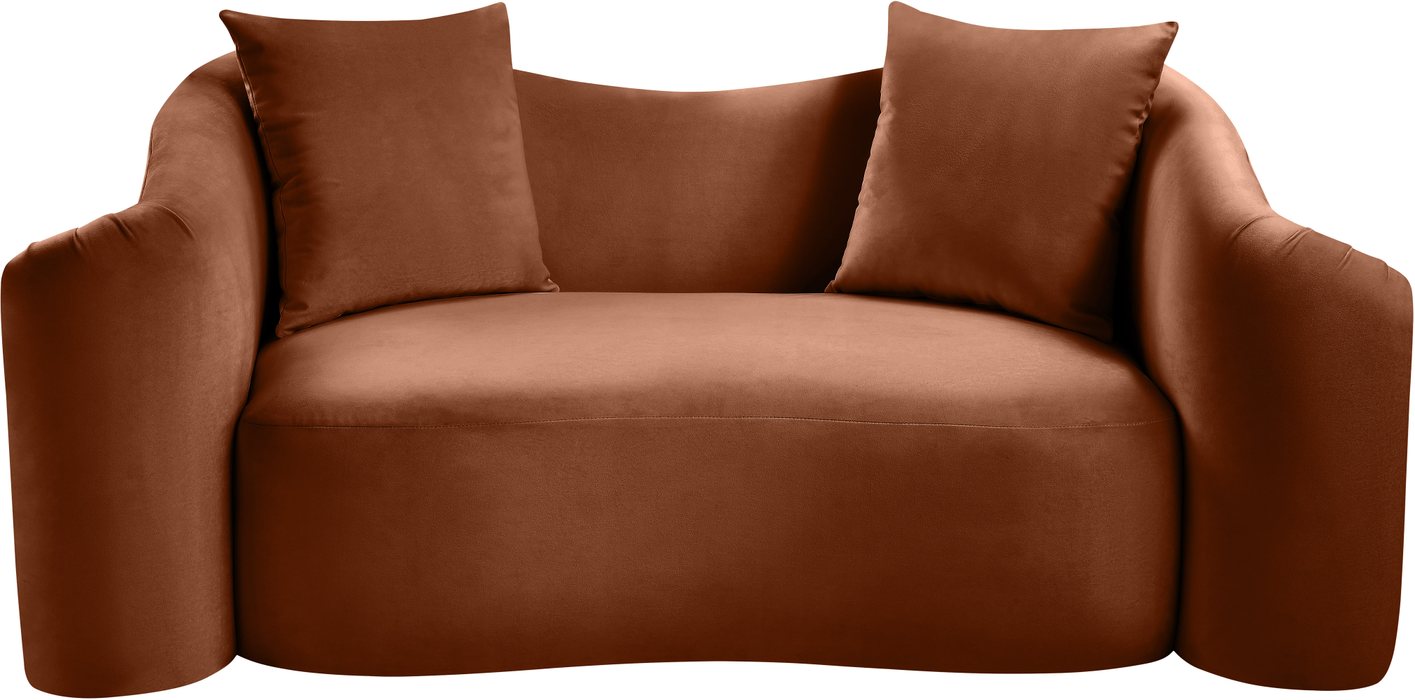 Meridian Furniture - Destin 70" Cognac Velvet Upholstered Loveseat - 44052Cognac-L - GreatFurnitureDeal