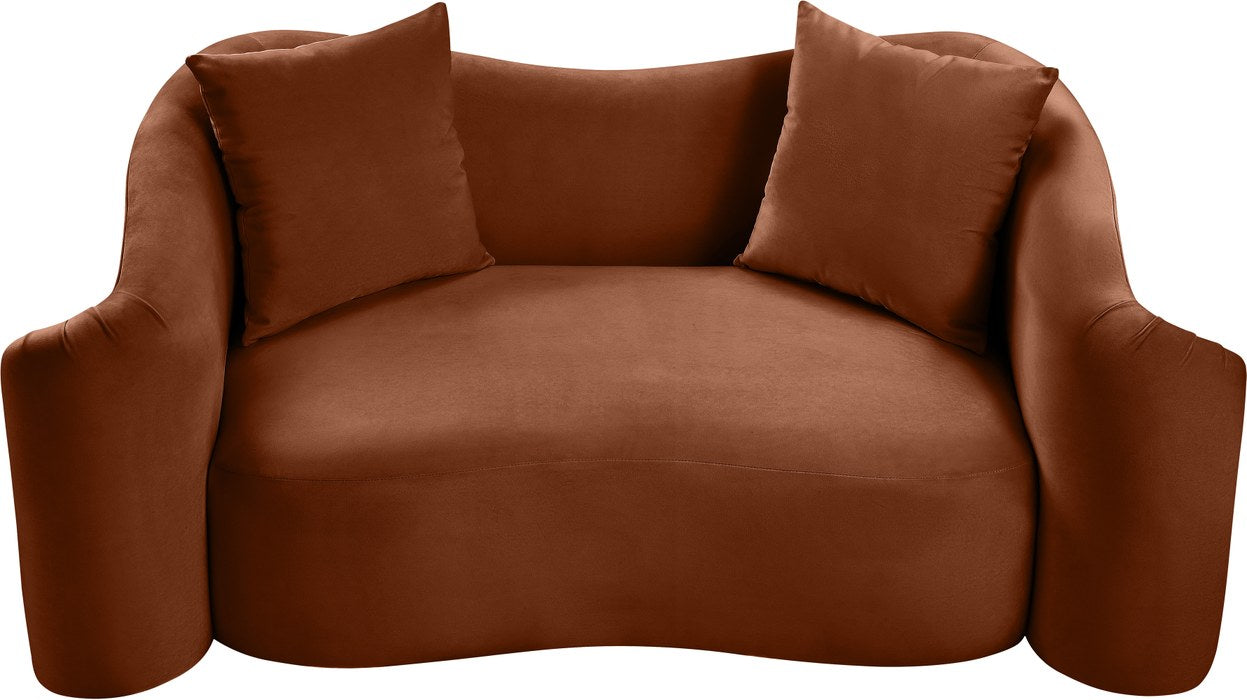 Meridian Furniture - Destin 70" Cognac Velvet Upholstered Loveseat - 44052Cognac-L - GreatFurnitureDeal