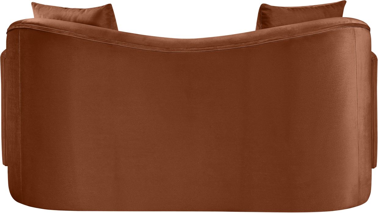 Meridian Furniture - Destin 70" Cognac Velvet Upholstered Loveseat - 44052Cognac-L - GreatFurnitureDeal