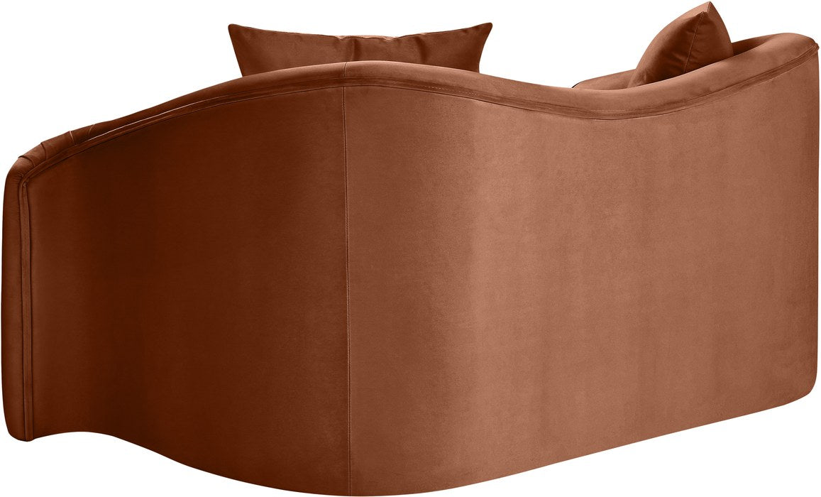 Meridian Furniture - Destin 70" Cognac Velvet Upholstered Loveseat - 44052Cognac-L - GreatFurnitureDeal
