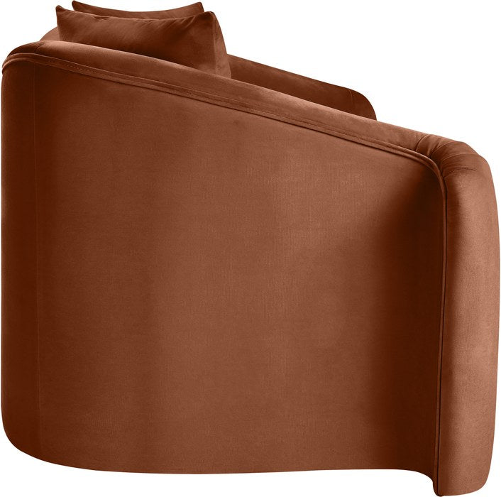 Meridian Furniture - Destin 70" Cognac Velvet Upholstered Loveseat - 44052Cognac-L - GreatFurnitureDeal