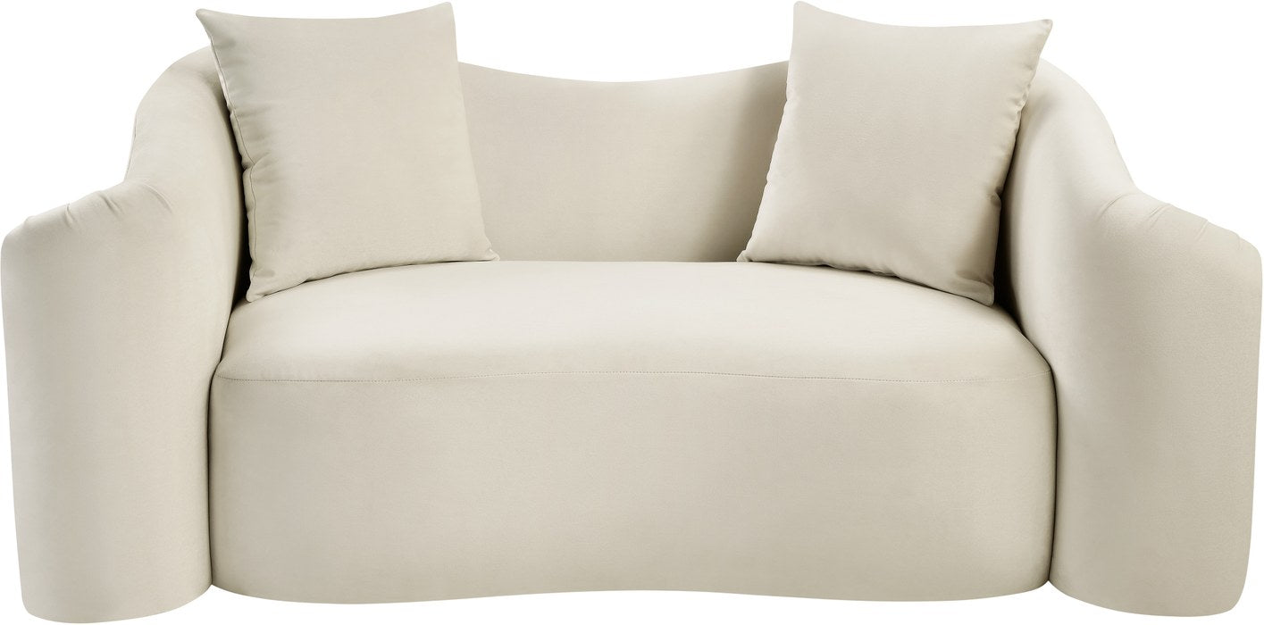Meridian Furniture - Destin 70" Cream Velvet Upholstered Loveseat - 44052Cream-L - GreatFurnitureDeal