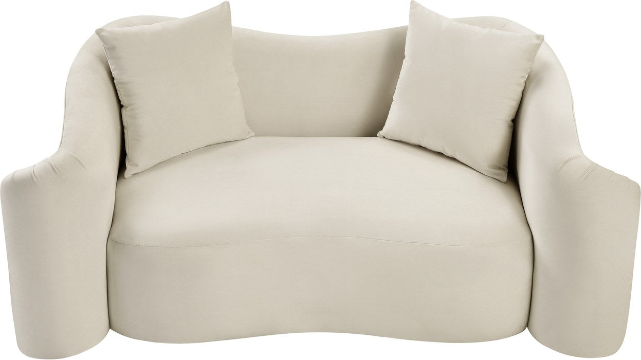 Meridian Furniture - Destin 70" Cream Velvet Upholstered Loveseat - 44052Cream-L - GreatFurnitureDeal